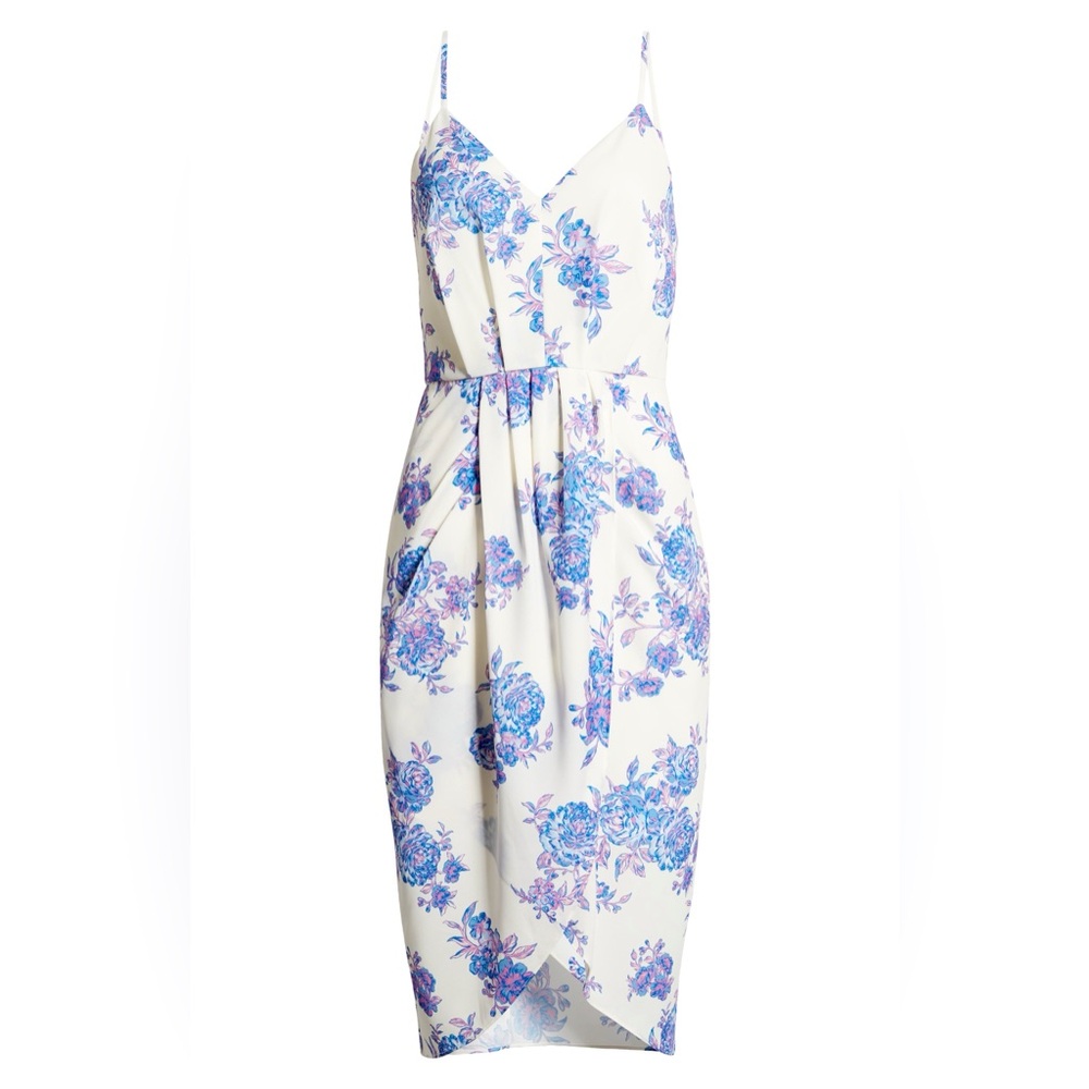 Chelsea 28 Sleeveless Faux Wrap Dress in Ivory Garden - Picture 2 of 14